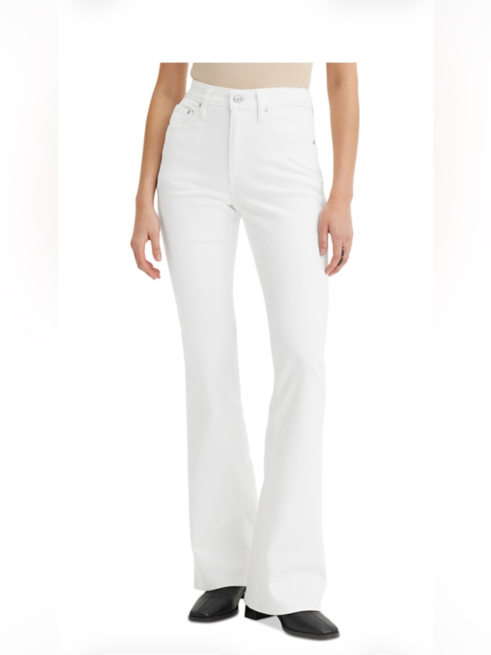 Women's Levi White High-Rise Flare Jeans